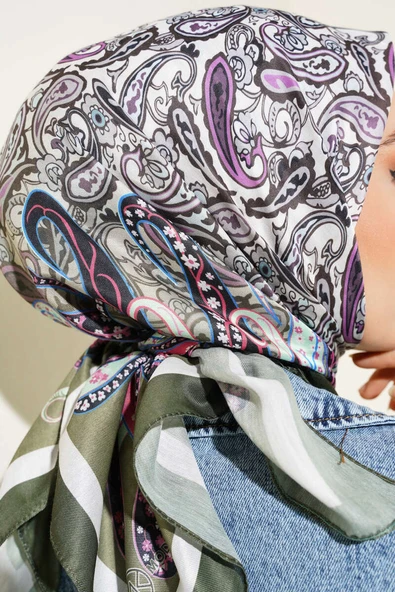 Paisley Desenli Soft Pamuk Eşarp Nefti - Resim 4