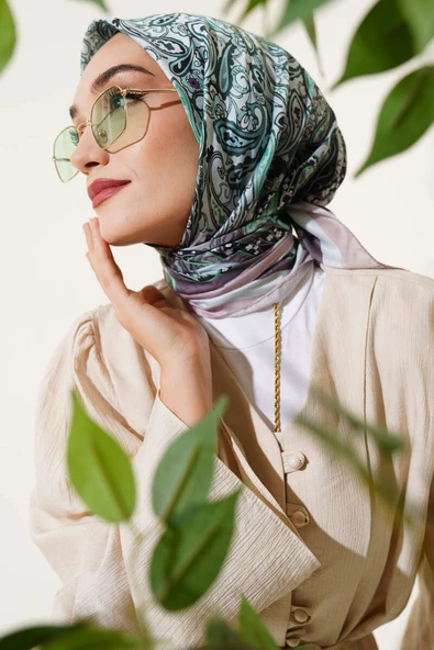 Paisley Desenli Soft Pamuk Eşarp Kestane - Resim 2