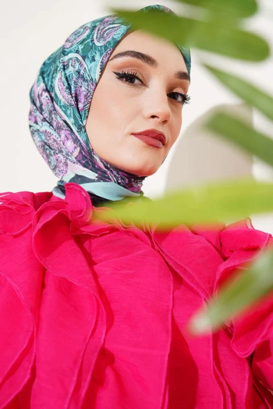 Otantik Paisley Desen Eşarp Mint Yeşili - Resim 1