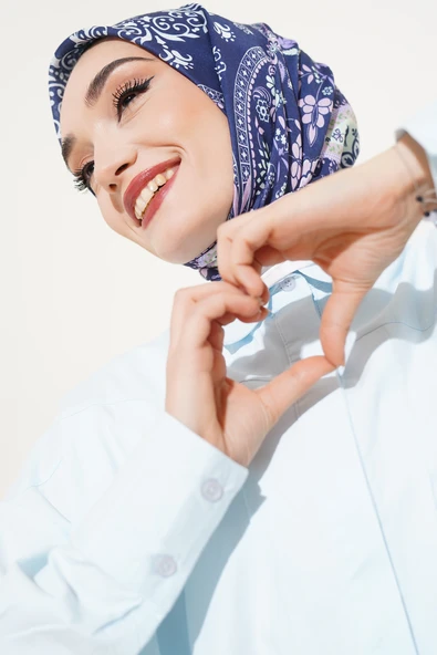 Etnik Çiçekli Soft Eşarp Ekru ürün görseli 1