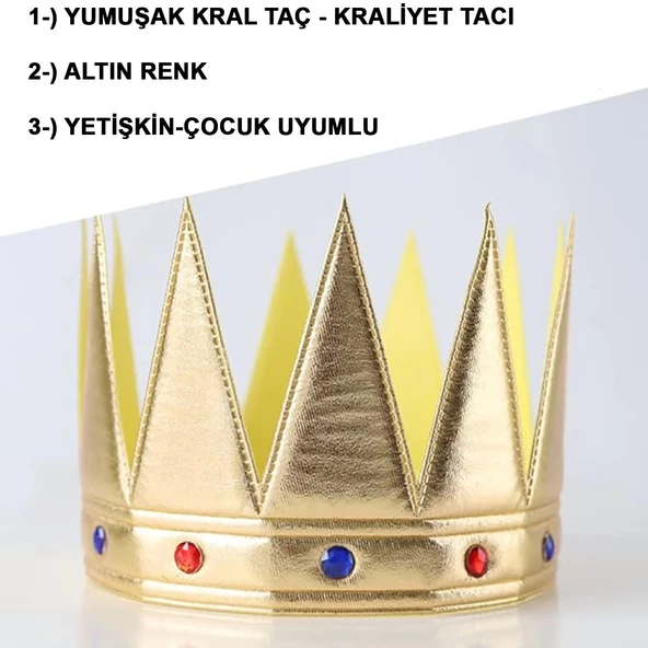 Altın Renk Eva Yumuşak Kral Kraliyet Tacı Yetişkin Çocuk Uyumlu 55 Cm - 2