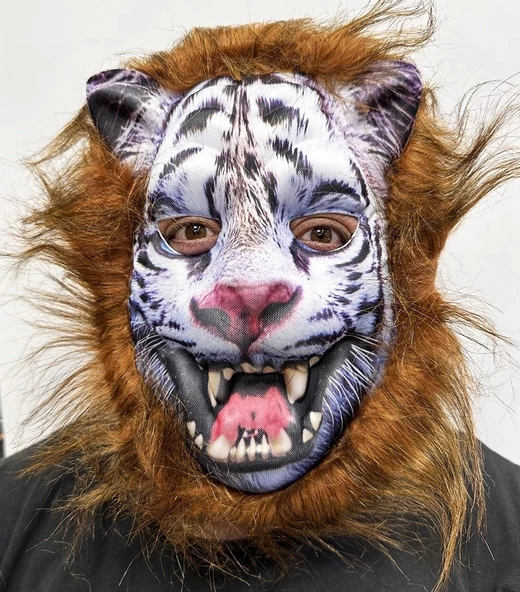 Kahverengi Saçlı Dişli Kurt Maskesi Köpek Maskesi Mega Peluş 12 No ürün görseli