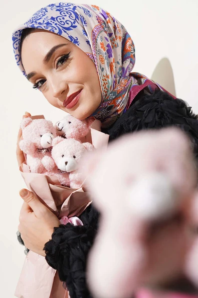 Etnik Çiçekli Soft Eşarp Nar Çiçeği ürün görseli 1