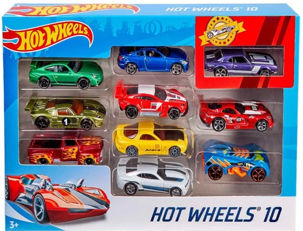 DZC KUZENLER AVM HOT WHEELS 10 Lİu METAL ARA0BALAR DEMİR ERKEK OYUNCAK ARAÇ SET - 4