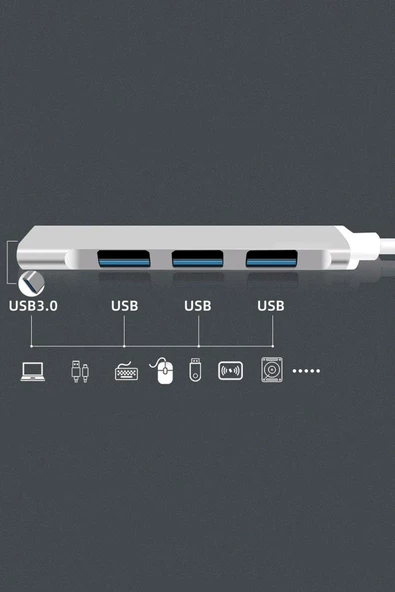 Usb Çoğaltıcı Adaptör Usb 3.0 Çoklu Bağlantı Noktalı Dağıtıcı Seyahat Dock Laptop Pc N - 3