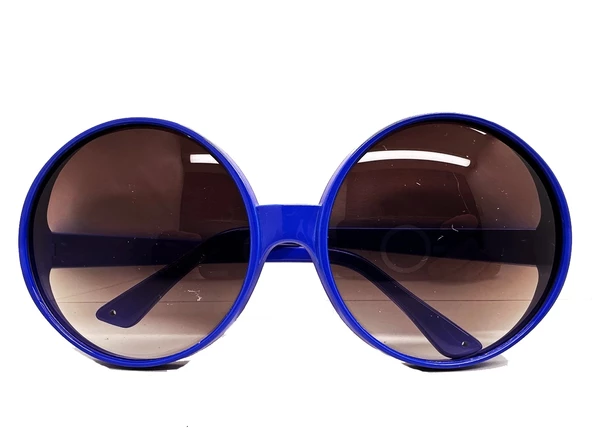 Yuvarlak Yeşilçam 80 Li 90 Lı Yıllar Parti Gözlüğü Retro Mavi Renk - Resim 2