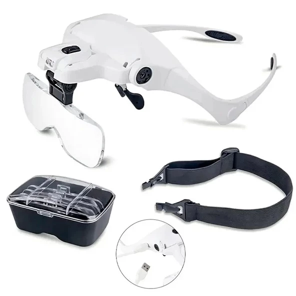 Şarjlı Gözlük Büyüteç Çalışma Büyüteci 5 Lensli 9892b2c - Resim 2