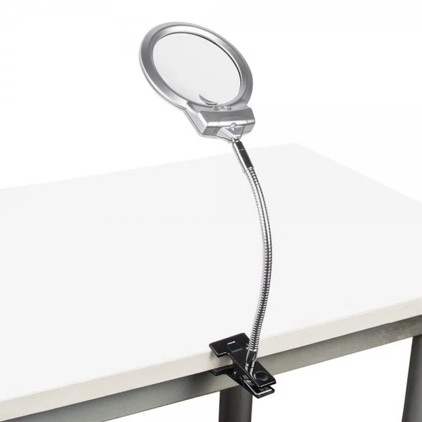 2.5x130 Mm 5x24 Mm Led Aydınlatmalı Büyüteç,masa Üstü Metal Hortum Mandallımg15124c - Resim 7