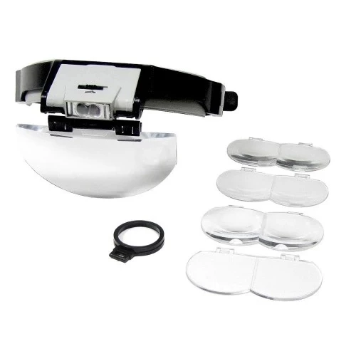 Lens Takmalı 5 Lenslı , Led Lambalı Şapka Tip Büyüteç - 3