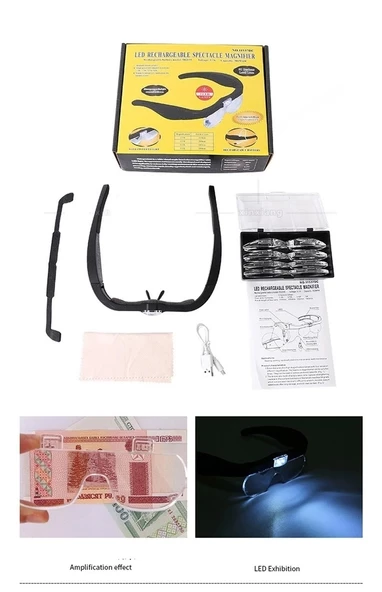 Şarjlı Gözlük Büyüteç  4 Farklı Lens 11537dc - 6