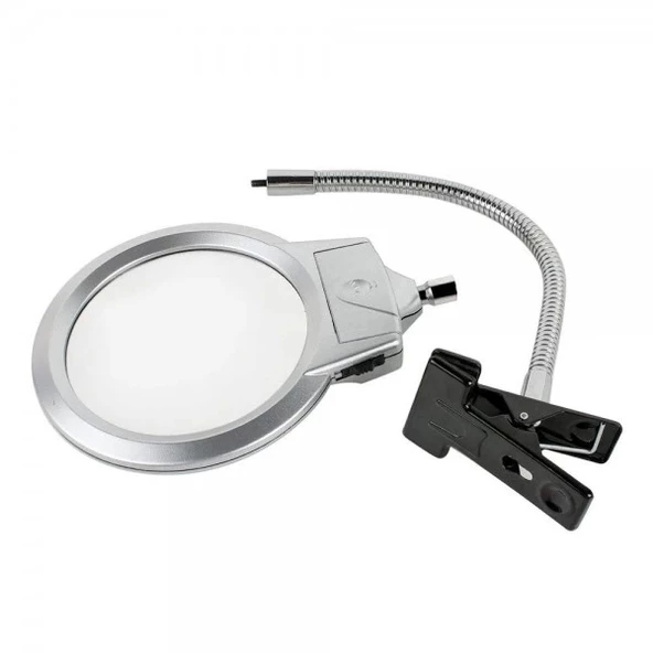 2.5x130 Mm 5x24 Mm Led Aydınlatmalı Büyüteç,masa Üstü Metal Hortum Mandallımg15124c - Resim 6