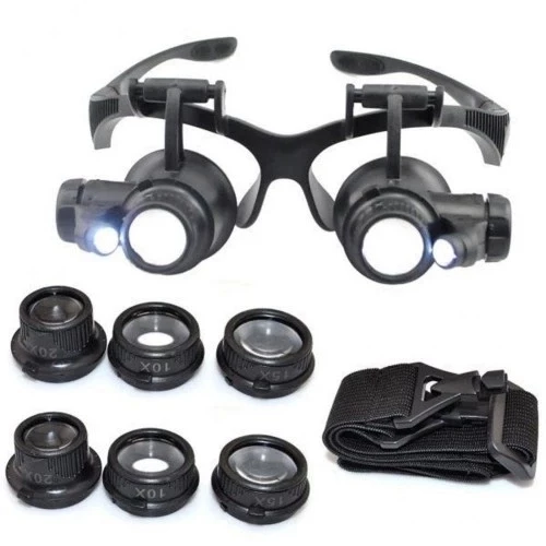 Gözlük Modeli 10x 15x 20x 25x Lens,2led Işıklı,büyüteç - Resim 7