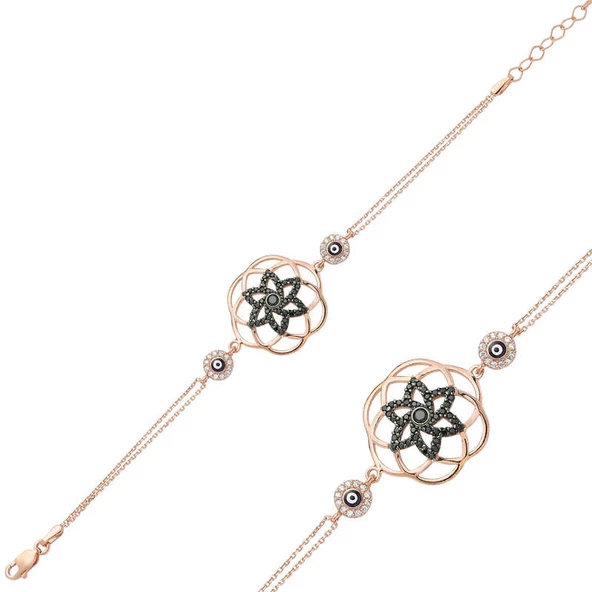 Gümüş Rose Yaşam Çiçeği Bayan Bileklik SL1511 - Resim 2