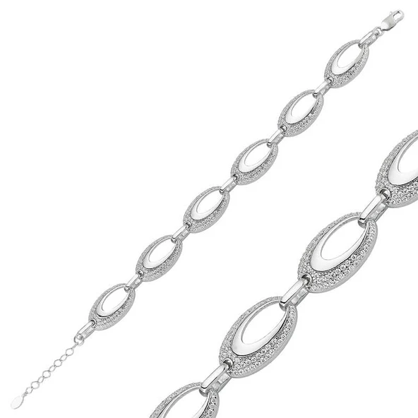 Gümüş Taşlı Oval Bayan Bileklik  SL1497