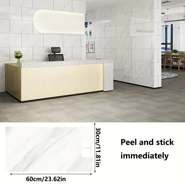 Beyaz Mermer Desenli Alüminyum Plastik Duvar Sticker - Resim 7