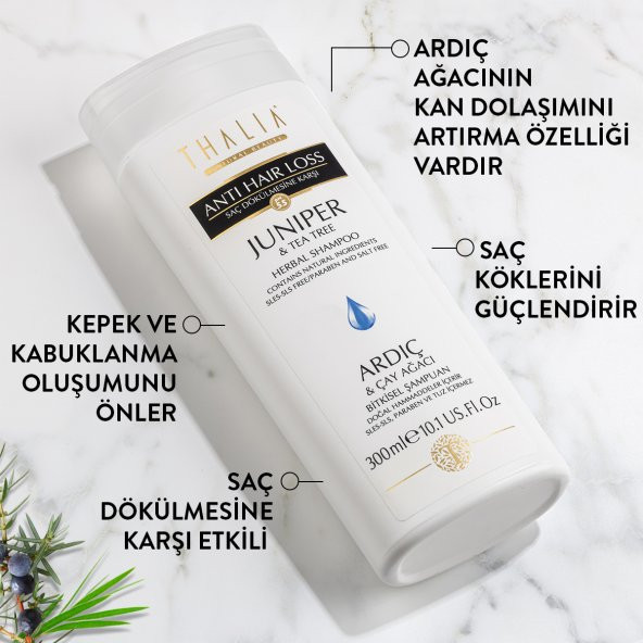 Thalia Kepek ve Kaşıntı Önlemeye Yardmcı Ardıç ve Çay Ağacı Yağlı Saç Bakım Şampuanı - 300 ml - 2