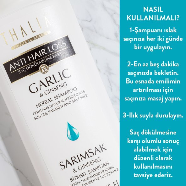 Thalia Güçlendirici Sarımsak ve Ginseng Özlü Saç Bakım Şampuanı - 300 ml - 3