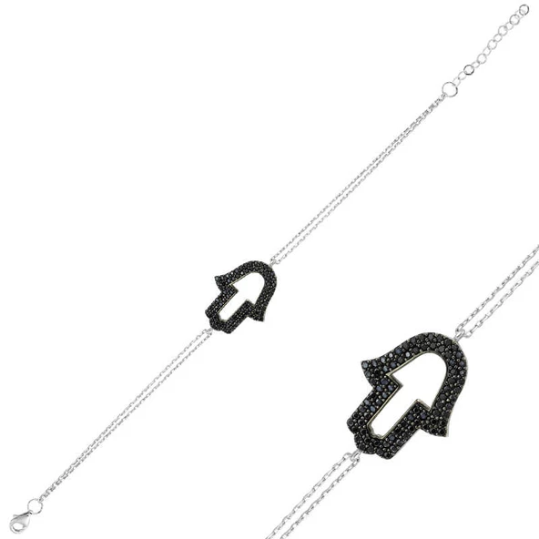 Gümüş Siyah Fatma Eli Bayan Bileklik SL1516 ürün görseli