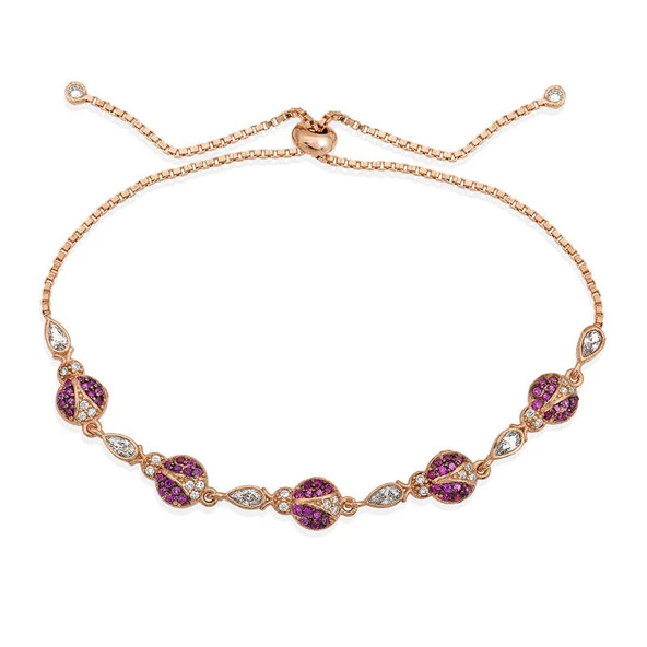 Gümüş Rose Uğur Böcekli Asansör Bileklik SL1549