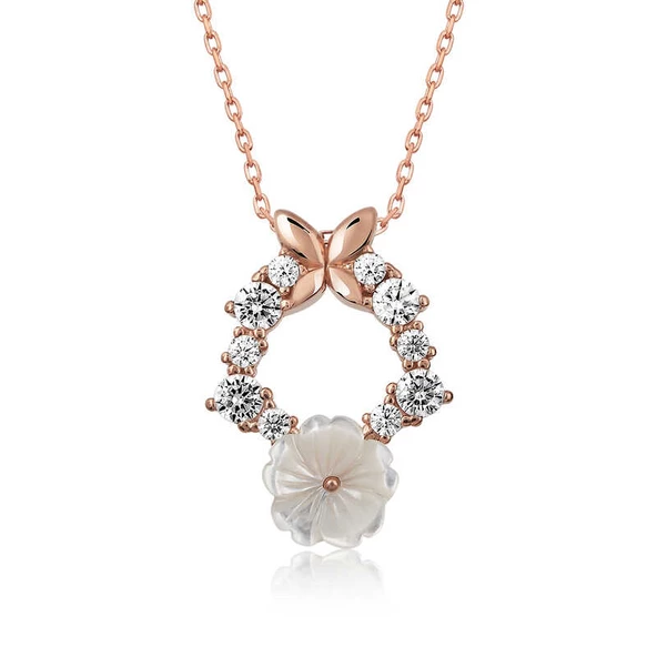 Gümüş Rose Bahar Çiçeği Kolye SL2033 - 1