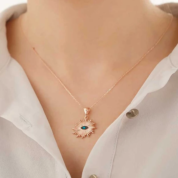 Gümüş Nazar Göz Bayan Kolye SL2071 - Resim 2