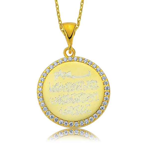 Gümüş Taşlı Nazar Duası Bayan Kolye SL1873