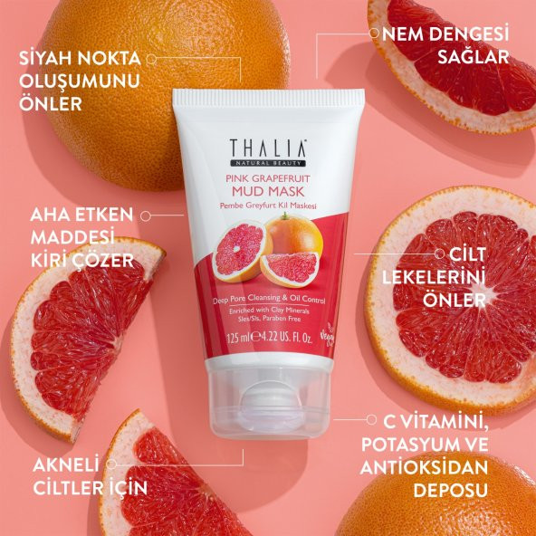 Thalia Canlandırıcı & Arındırıcı Etkili Pembe Greyfurt Özlü Kil Maskesi 125 ml - 2