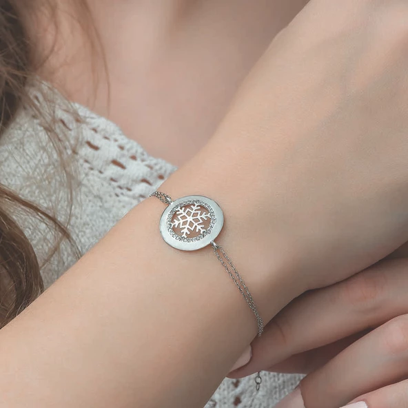 Gümüş Kar Tanesi Bayan Bileklik  SL2040 - Resim 2