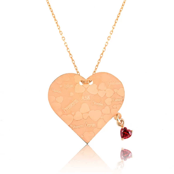 Gümüş Kalpli Aşk Sözleri Bayan Kolye SL1942