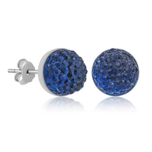 Gümüş Kristal Mavi Çivili Küpe SL2092 ürün görseli