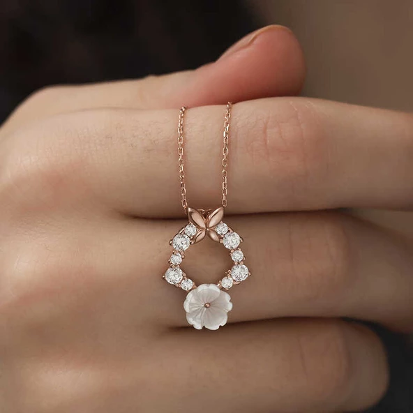Gümüş Rose Bahar Çiçeği Kolye SL2033 - 4