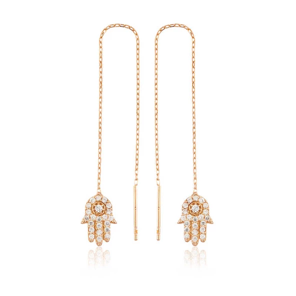 Gümüş Zincirli Fatma Ana Eli Küpe SL2158 ürün görseli