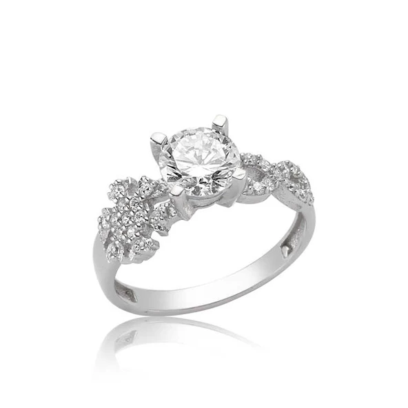 Gümüş Kar Tanesi Sonsuzluk Tek Taş Bayan Yüzük SL2666 ürün görseli