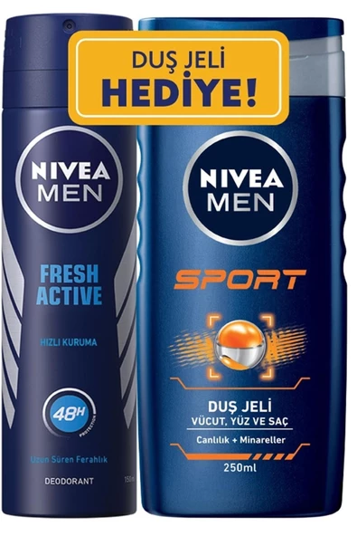 Nivea Deodorant Bay Fresh Active 150ml + Sport Duş Jeli 250ml