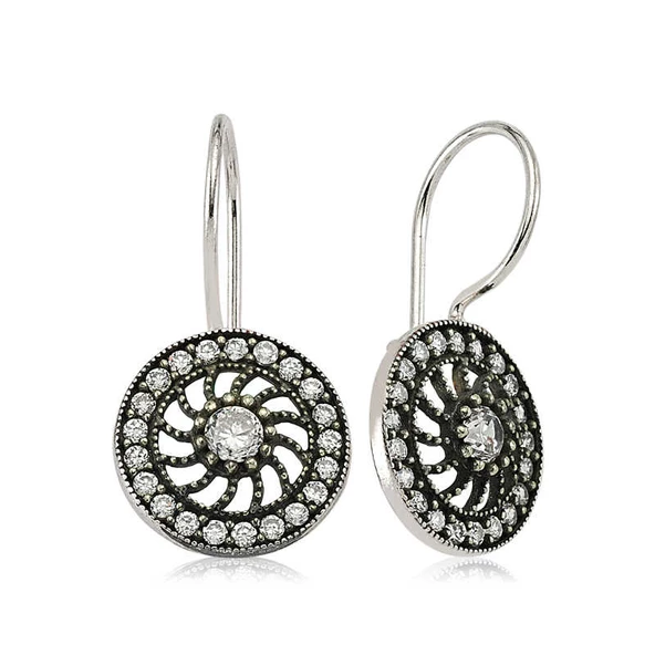 Gümüş Taşlı Sallantılı Çiçek Küpe SL2113