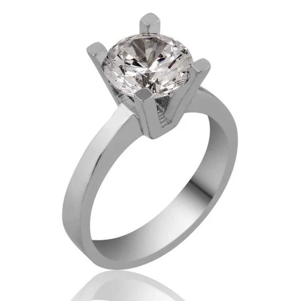 Gümüş Tek Taş Bayan Yüzük  SL2693 - Resim 2