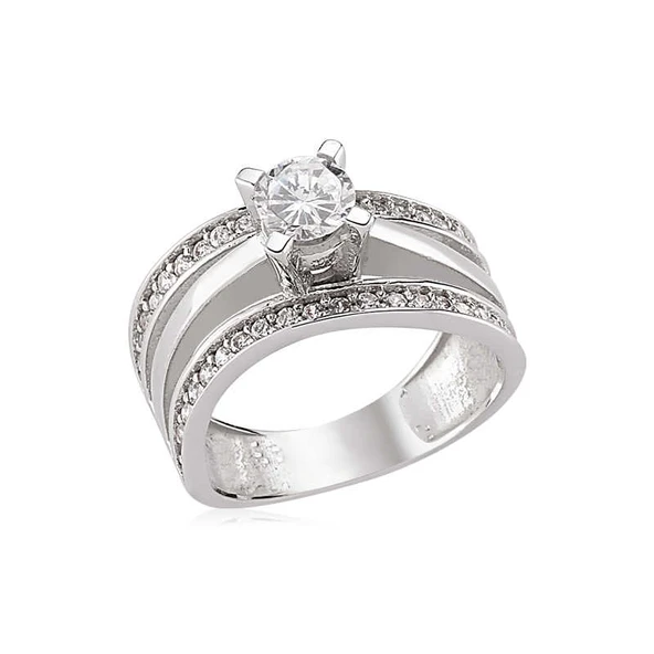 Gümüş Tek Taş Bayan Yüzük  SL2608 - Resim 2