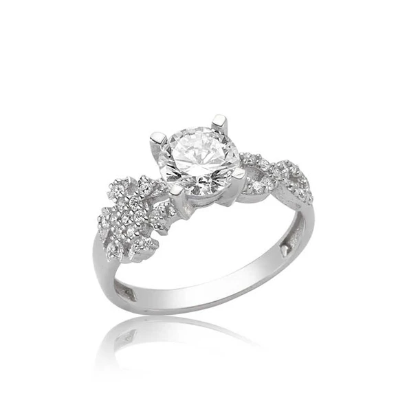 Gümüş Kar Tanesi Sonsuzluk Tek Taş Bayan Yüzük SL2666 - Resim 2