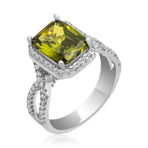 ​Gümüş Yeşil Baget Bayan Yüzük SL2616 ürün görseli