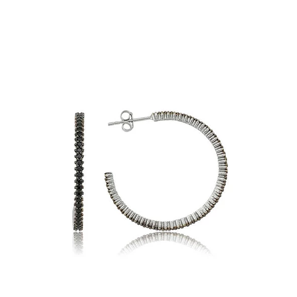 Gümüş Tamtur Siyah Taşlı Küpe SL2136 - 1