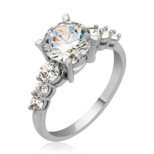 Gümüş Tek Taş Bayan Yüzük  SL2711 - Resim 2