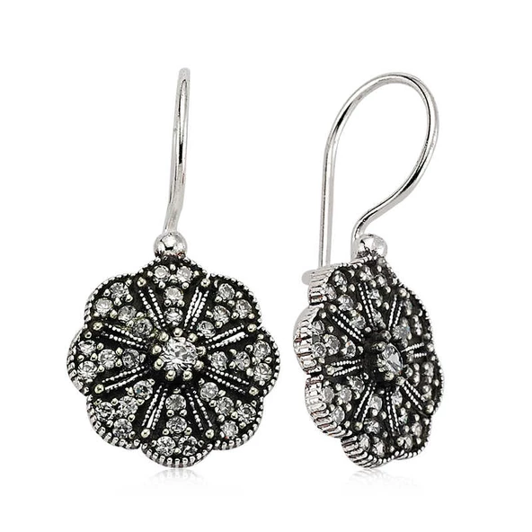 Gümüş Sallantılı Çiçek Küpe  SL2114