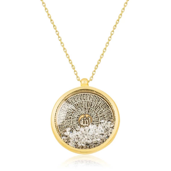 Gümüş Gold Esmaül Hüsna Bayan Kolye  SL3010 - Resim 2