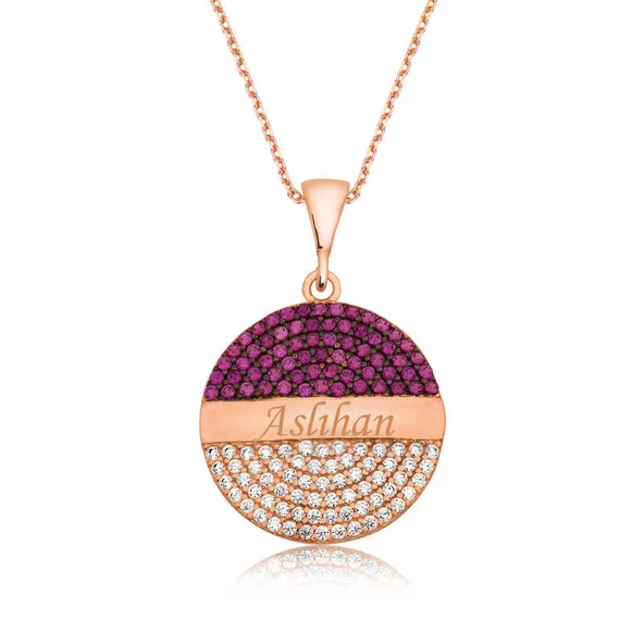 Gümüş Rose Yuvarlak İsimli Bayan Kolye SL2782 ürün görseli