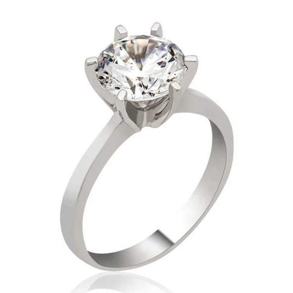 Gümüş Tek Taş Bayan Yüzük  SL2811 - Resim 2