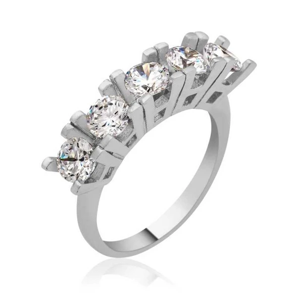 Gümüş 5 Taş Bayan Yüzük  SL2812 - Resim 2