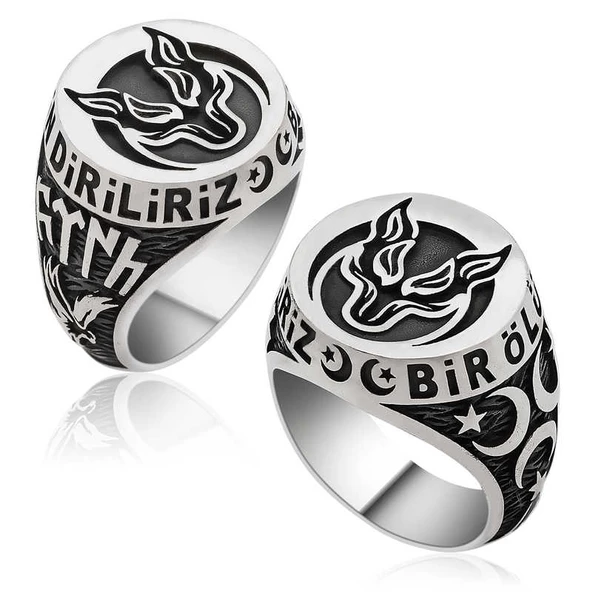 Gümüş Bozkurt Bir Ölür Bin Diriliz Erkek Yüzük  SL2945