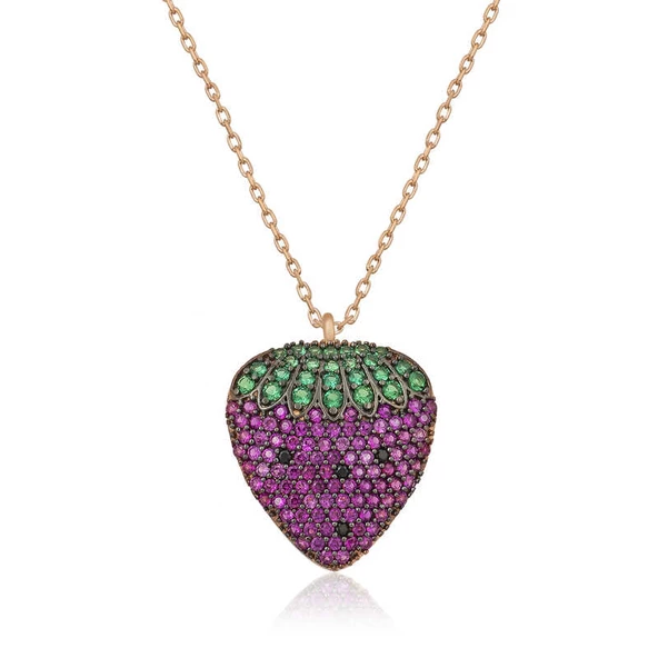 Gümüş Rose Çilek Bayan Kolye SL2920 - Resim 2