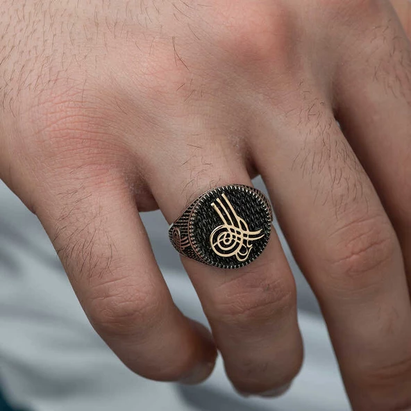 ​​Gümüş Osmanlı Tuğrası Erkek Yüzük  SL3614 - Resim 3