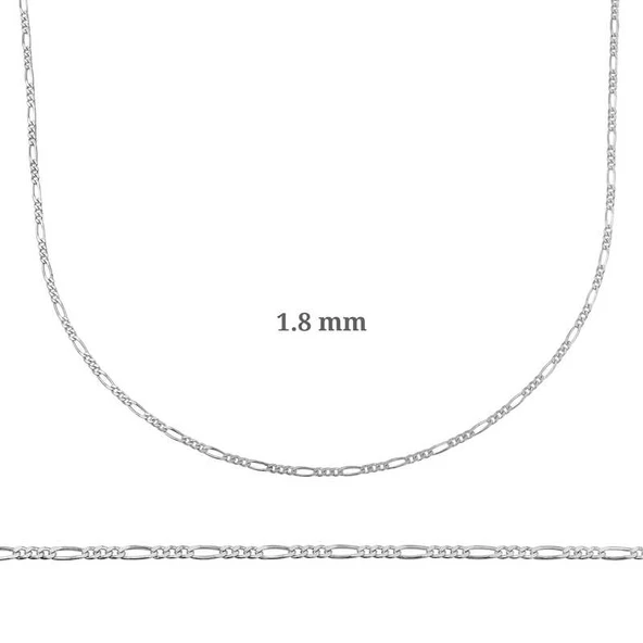 1.8 mm Gümüş Figaro Zincir - 0.50 mikron SL3341